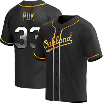 A.J. Puk Men's Replica Oakland Athletics Black Golden Alternate Jersey