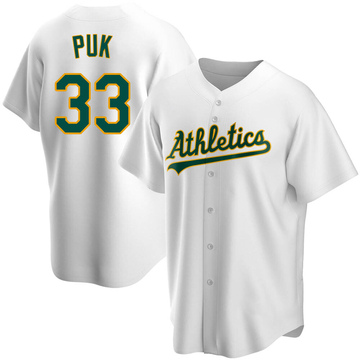 A.J. Puk Men's Replica Oakland Athletics White Home Jersey