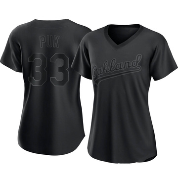 A.J. Puk Women's Authentic Oakland Athletics Black Pitch Fashion Jersey
