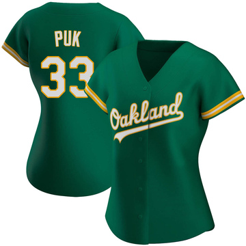 A.J. Puk Women's Authentic Oakland Athletics Green Kelly Alternate Jersey