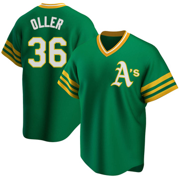 Adam Oller Men's Replica Oakland Athletics Green R Kelly Road Cooperstown Collection Jersey