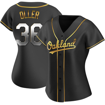 Adam Oller Women's Replica Oakland Athletics Black Golden Alternate Jersey