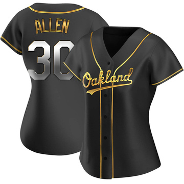 Austin Allen Women's Replica Oakland Athletics Black Golden Alternate Jersey