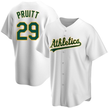 Austin Pruitt Youth Replica Oakland Athletics White Home Jersey