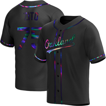 Barry Zito Men's Replica Oakland Athletics Black Holographic Alternate Jersey