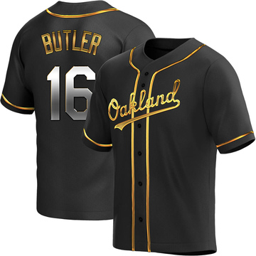 Billy Butler Men's Replica Oakland Athletics Black Golden Alternate Jersey