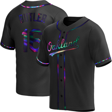 Billy Butler Men's Replica Oakland Athletics Black Holographic Alternate Jersey