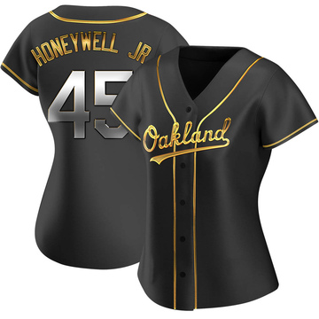 Brent Honeywell Jr. Women's Replica Oakland Athletics Black Golden Alternate Jersey