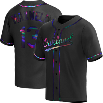 Bruce Maxwell Men's Replica Oakland Athletics Black Holographic Alternate Jersey
