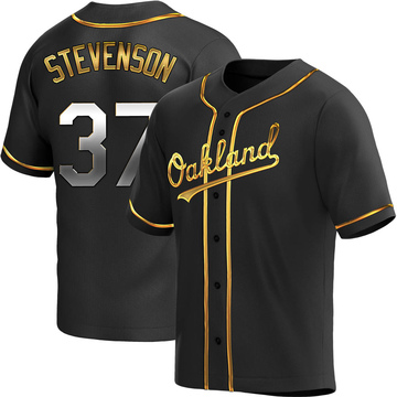 Cal Stevenson Men's Replica Oakland Athletics Black Golden Alternate Jersey