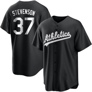 Cal Stevenson Men's Replica Oakland Athletics Black/White Jersey
