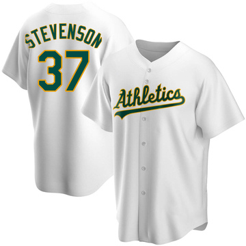 Cal Stevenson Men's Replica Oakland Athletics White Home Jersey
