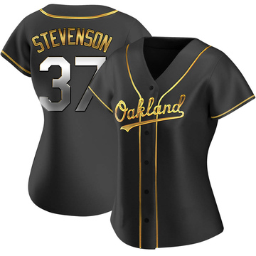 Cal Stevenson Women's Replica Oakland Athletics Black Golden Alternate Jersey