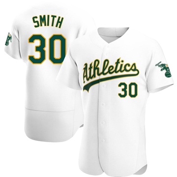Chad Smith Men's Authentic Oakland Athletics White Home Jersey