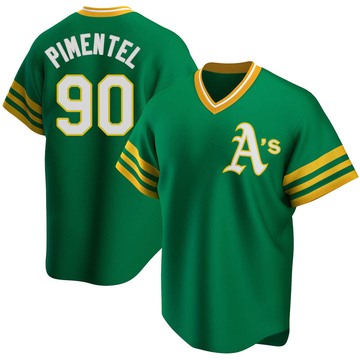 Chester Pimentel Men's Replica Oakland Athletics Green R Kelly Road Cooperstown Collection Jersey