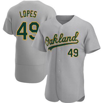 Christian Lopes Men's Authentic Oakland Athletics Gray Road Jersey