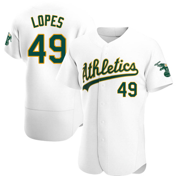 Christian Lopes Men's Authentic Oakland Athletics White Home Jersey