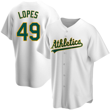 Christian Lopes Men's Replica Oakland Athletics White Home Jersey