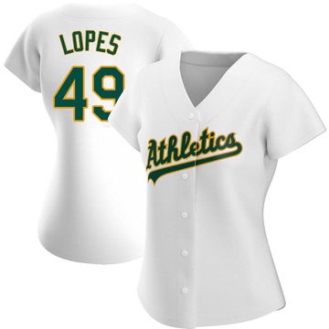 Christian Lopes Women's Authentic Oakland Athletics White Home Jersey