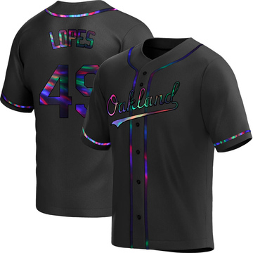 Christian Lopes Youth Replica Oakland Athletics Black Holographic Alternate Jersey