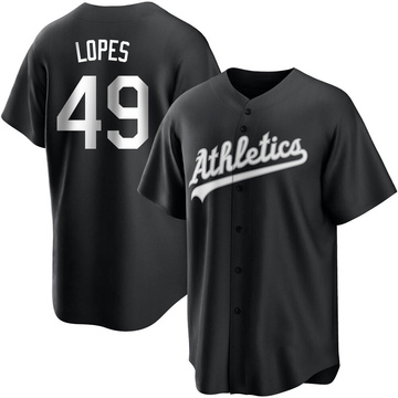 Christian Lopes Youth Replica Oakland Athletics Black/White Jersey