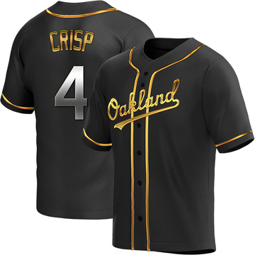 Coco Crisp Men's Replica Oakland Athletics Black Golden Alternate Jersey