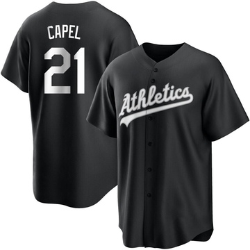 Conner Capel Men's Replica Oakland Athletics Black/White Jersey