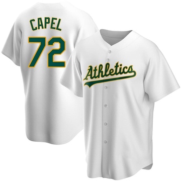 Conner Capel Men's Replica Oakland Athletics White Home Jersey