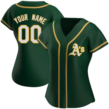 Custom Women's Authentic Oakland Athletics Green Alternate Jersey