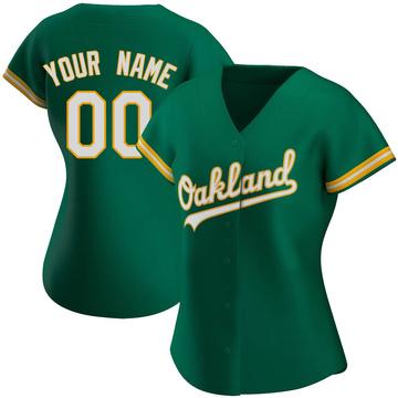 Custom Women's Authentic Oakland Athletics Green Kelly Alternate Jersey