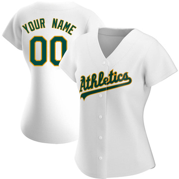 Custom Women's Authentic Oakland Athletics White Home Jersey