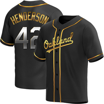 Dave Henderson Men's Replica Oakland Athletics Black Golden Alternate Jersey