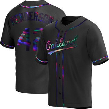 Dave Henderson Men's Replica Oakland Athletics Black Holographic Alternate Jersey