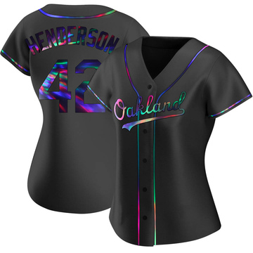 Dave Henderson Women's Replica Oakland Athletics Black Holographic Alternate Jersey