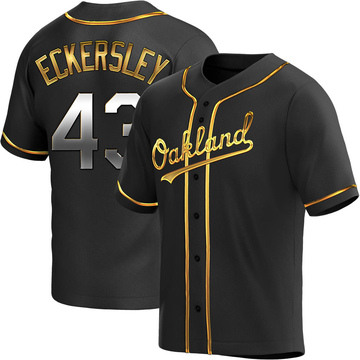 Dennis Eckersley Men's Replica Oakland Athletics Black Golden Alternate Jersey