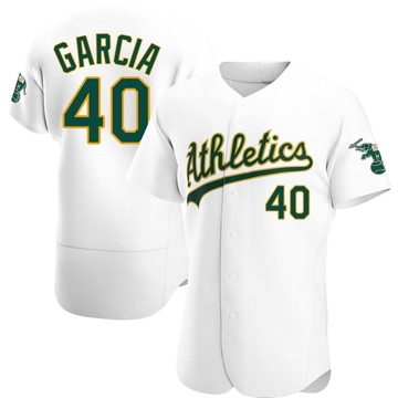 Dermis Garcia Men's Authentic Oakland Athletics White Home Jersey