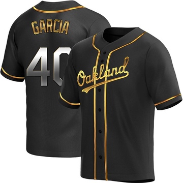 Dermis Garcia Men's Replica Oakland Athletics Black Golden Alternate Jersey