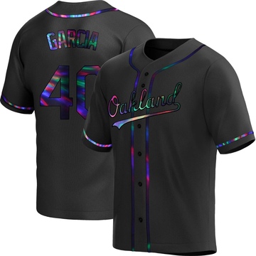 Dermis Garcia Men's Replica Oakland Athletics Black Holographic Alternate Jersey
