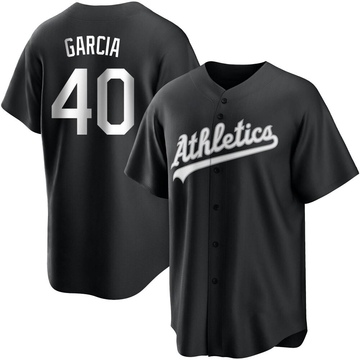 Dermis Garcia Men's Replica Oakland Athletics Black/White Jersey