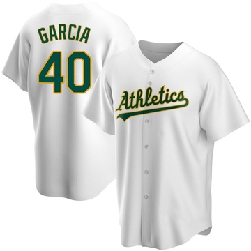 Dermis Garcia Men's Replica Oakland Athletics White Home Jersey