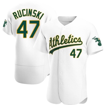 Drew Rucinski Men's Authentic Oakland Athletics White Home Jersey