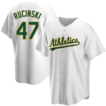 Drew Rucinski Men's Replica Oakland Athletics White Home Jersey