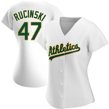 Drew Rucinski Women's Authentic Oakland Athletics White Home Jersey