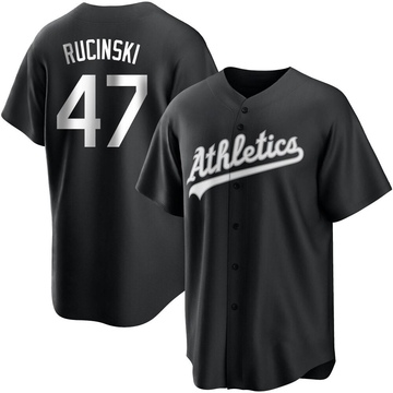 Drew Rucinski Youth Replica Oakland Athletics Black/White Jersey