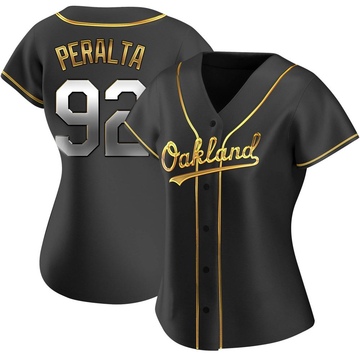 Elvis Peralta Women's Replica Oakland Athletics Black Golden Alternate Jersey