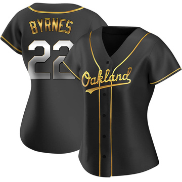 Eric Byrnes Women's Replica Oakland Athletics Black Golden Alternate Jersey