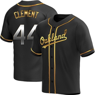 Ernie Clement Men's Replica Oakland Athletics Black Golden Alternate Jersey
