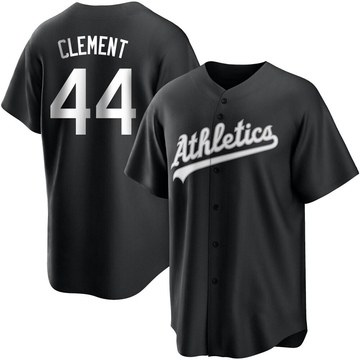 Ernie Clement Men's Replica Oakland Athletics Black/White Jersey