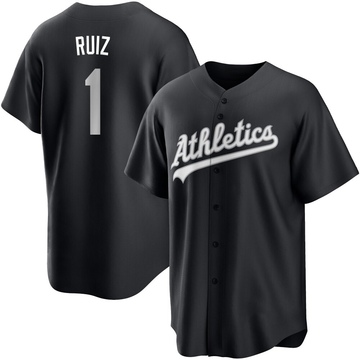 Esteury Ruiz Men's Replica Oakland Athletics Black/White Jersey