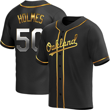 Grant Holmes Men's Replica Oakland Athletics Black Golden Alternate Jersey